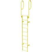 10 Step Steel Walk Through With Handrails Fixed Access Ladder, Yellow - WLFS0210-Y