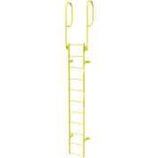 11 Step Steel Walk Through With Handrails Fixed Access Ladder, Yellow - WLFS0211-Y