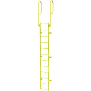 12 Step Steel Walk Through With Handrails Fixed Access Ladder, Yellow - WLFS0212-Y