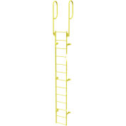 13 Step Steel Walk Through With Handrails Fixed Access Ladder, Yellow - WLFS0213-Y