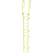 14 Step Steel Walk Through With Handrails Fixed Access Ladder, Yellow - WLFS0214-Y