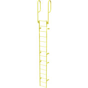 15 Step Steel Walk Through With Handrails Fixed Access Ladder, Yellow - WLFS0215-Y