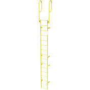 16 Step Steel Walk Through With Handrails Fixed Access Ladder, Yellow - WLFS0216-Y