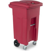 Chariot de déchets médicaux réglementés par Toter avec logo et roulettes bio-dangers, 32 gallons - rouge