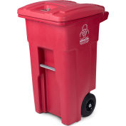 Chariot de déchets médicaux réglementé Toter avec logo bio-danger, 32 gallons - rouge