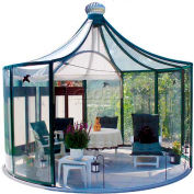 Pavillon Rondo, armature en aluminium & verre trempé, 150Sq/Ft, 12' 11" L X 12' 11" W X 11' 10 « H, vert