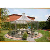 Pavillon Rondo, armature en aluminium & verre trempé, 150Sq/Ft, 12' 11" L X 12' 11" W X 11' 10 « H, gris
