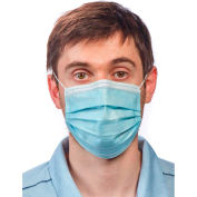 TreborRx Disposable Medical Face Mask Level 2 IIR, 3-Layer With Ear loop, Blue, 50/Box