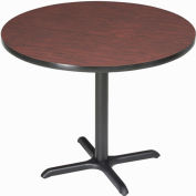 Interion® 36" Round Restaurant & Lunchroom Bar Height Table, Mahogany