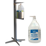 Touchless Hand Sanitizer Pump Bottle Stand with Vision BioScrub Hand Sanitizer Starter Kit