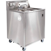 Évier utilitaire autoportant portatif en acier inoxydable à 3 bassins, avec eau chaude / froide