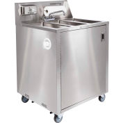 Portable 3-Basin Stainless Steel Freestanding Utility Sink, with Hot/Cold Water