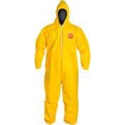 DuPont™ Tychem 2000 Combinaison, Capuche, Poignet élastique / Cheville, Stormflap, Serged Seam, Jaune, 3X, 12 / Qté