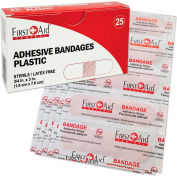 Bandages en plastique adhésifs centraux™ de premiers soins, 3/4"x 3 », 25/Boîte