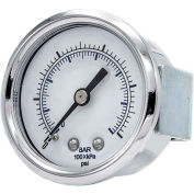 PIC Gauges 2" Pressure Gauge, 1/4" NPT, Dry Fillable, 0/100 PSI Range, U-Clamp Mount, 103D-204E