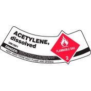 Accuform MCSLACRVSP gaz cylindre épaule Label, acétylène dissous, vinyle adhésif, 5/Pack