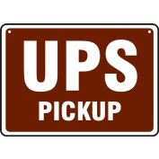 AccuformNMC™ UPS Pickup/UPS No Pickup Sign, Double-Sided, Plastic, 10" x 14", Brown/Red