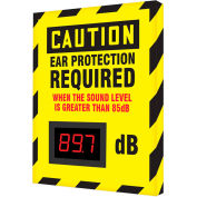Accuform SCS601 Decibel Meter Sign, Caution Ear Protection Required, 12" x 10" x 1"