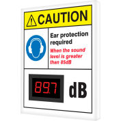 Accuform SCS605 Decibel Meter Sign, Caution Ear Protection Required, 12" x 10" x 1"