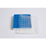 Boîte de rangement de tubes microcentrifugeuses United Scientific pour tubes de 0,5 ml, polycarbonate, 100 places, bleu