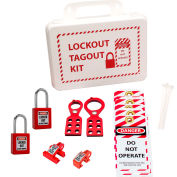 Zing Lockout Tagout Case Kit with 17 Components, 9-1/2"W x 3"D x 6-1/2"H, Red/White