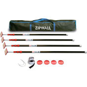 ZipWall® Kit de pôle chargé à ressort, aluminium anodisé, noir - ZP4, qté par paquet : 4