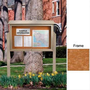 United Visual Products 45"W x 36"H Cork Top-Hinged Single Door Message Center with Cedar Frame