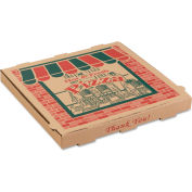 Arvco Corrugated Pizza Boxes, 14"Wx 14"Dx 1-3/4"H, Kraft, 50/Carton