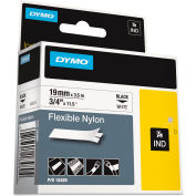 DYMO® Rhino Flexible Nylon Industrial Label Tape, 3/4" x 11-1/2 ft, White/Black Print