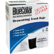 BlueCollar Tall Kitchen Drawstring Trash Bags - White, 13 Gallon, 0.8 Mil, 240/Case - N4828EWRC1