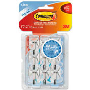 3M Command™ Clear crochets & bandes, plastique/fils, petit, w/9 12 crochets bandelettes adhésives par paquet