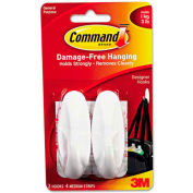 Crochets de designer à usage général 3M Command™, supporte 3 lb., blanc, paquet de 2