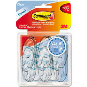 3M Command™ Clear crochets & bandes, plastique, Medium, 6 crochets w / 12 bandelettes adhésives par paquet