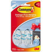3M Command™ clair de crochets et de bandes, de plastique, petit, 2 crochets avec 4 bandelettes adhésives par paquet