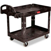 Chariot utilitaire en plastique Rubbermaid® avec 2 étagères, 500 lb. Capacité, 45"L x 26"L x 33"H, Noir