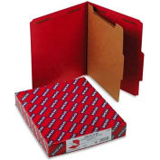 Smead® Pressboard Classification Folders, Letter, Four-Section, Bright Red, 10/Box