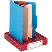 Smead® Top Tab Classification Folders, Two Dividers, Six-Sections, Blue, 10/Box