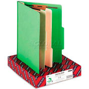 Smead® Top Tab Classification Folders, Two Dividers, Six-Section, Green, 10/Box