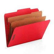 Smead® Pressboard Classification Folders, Letter, Six-Section, Bright Red, 10/Box