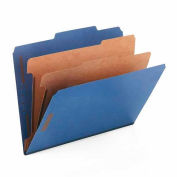 Smead® Pressboard Classification Folders, Letter, Six-Section, Dark Blue, 10/Box