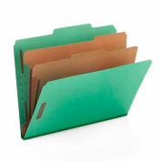 Smead® Pressboard Classification Folders, Letter, Six-Section, Green, 10/Box