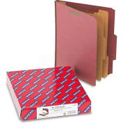 Smead® Pressboard Classification Folders, Self Tab, Letter, Six-Section, Red, 10/Box