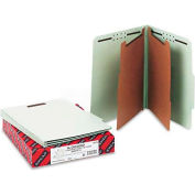 Smead® Pressboard Classification Folders, Tab, Letter, Six-Section, Gray-Green, 10/Box