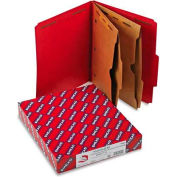 Smead® Pressboard Folders, Two Pocket Dividers, Letter, Six-Section, Bright Red, 10/Box