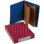 Smead® Pressboard End Tab Classification Folders, Letter, Six-Section, Dark Blue, 10/Bx