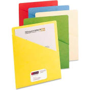 Smead® Slash Pocket Folders, Letter, 11 Point, Blue/Green/Manila/Red/Yellow, 25/Pack