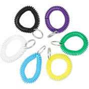 Universal® Wrist Coil Plus Key Ring, Plastic, Assorted Colors, 6/Pack