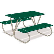 Table de pique-nique en polyéthylène préscolaire de 3' avec cadre galvanisé, vert