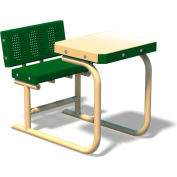 UltraPlay® Outdoor 1 Student Standard Transforma Desk, cadre vert / tan