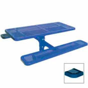 6' Single Pedestal Picnic Table, ADA Compliant, Perforated Metal, In Ground Mount, Blue